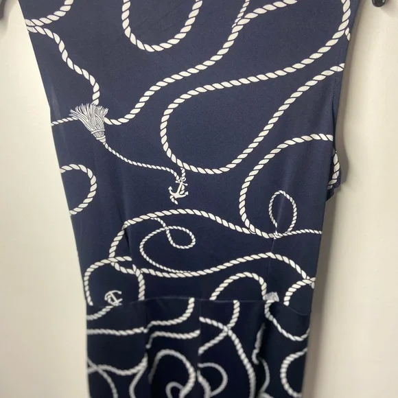 Nina Leonard Navy and White Rope Print Jumpsuit - Picture 7 of 8